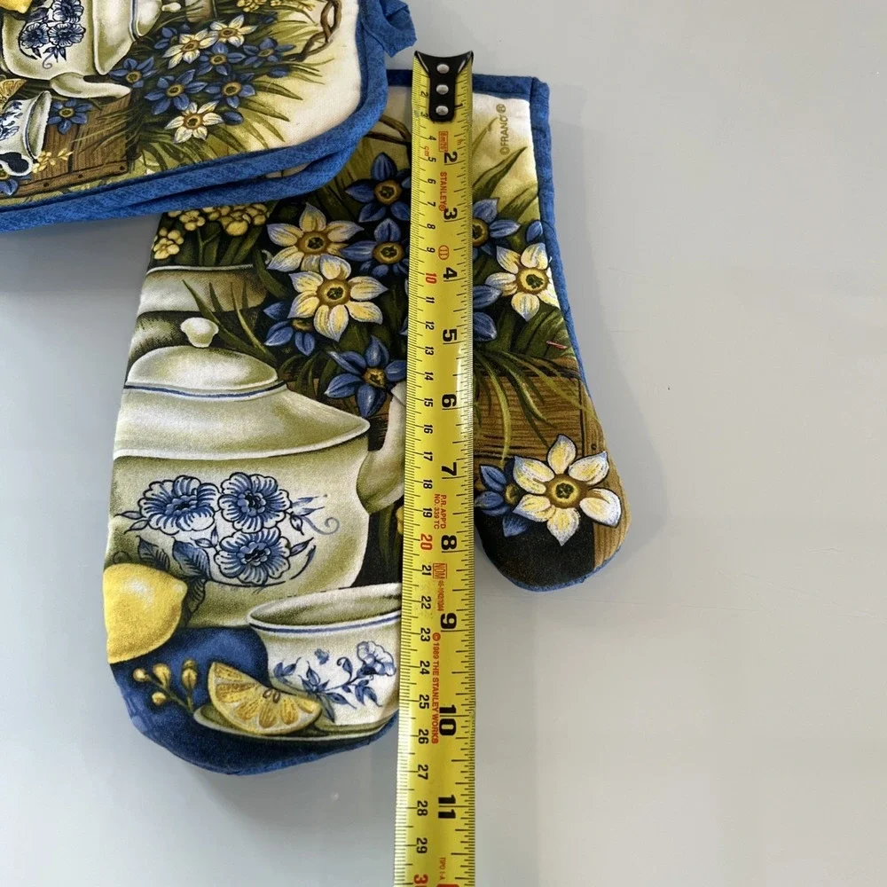 Kitchen Pot Holder  Oven Mitt‎ Set Vintage Franco Teapot